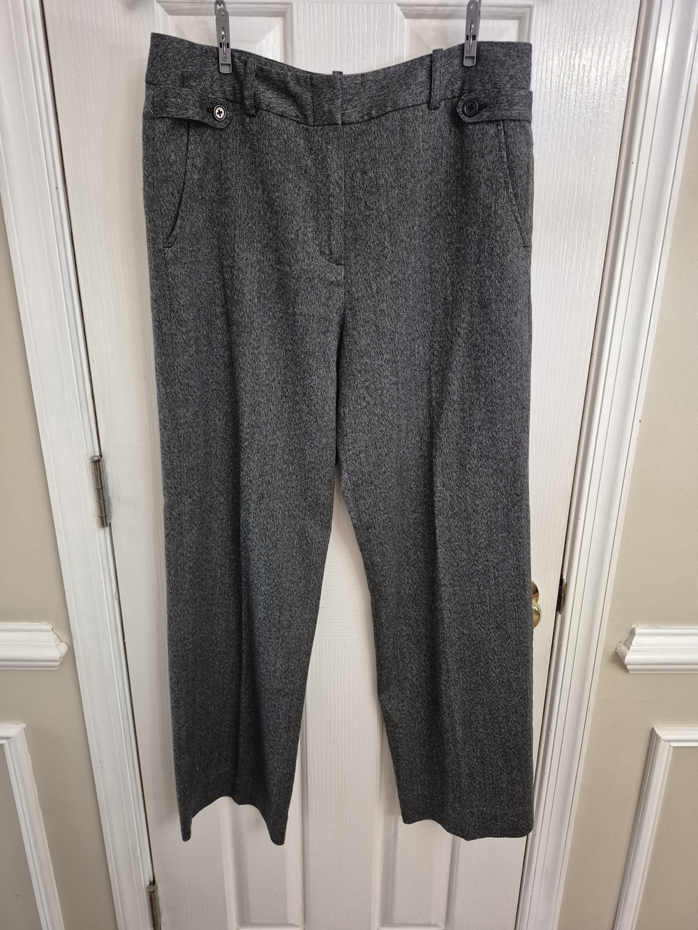 dressbarn Gray Straight-Leg Wool Blend Trousers